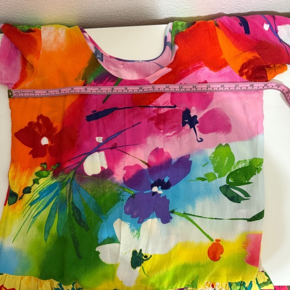 JAMS WORLD Bliss Hattie Dress Sz S Multicolored Floral Tropical Hawaiian Artsy - Picture 9 of 10